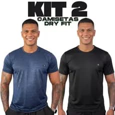 Kit 2 Camisetas Masculinas Dry Fit Malha Fria Proteção UV Academia Treino Secagem Rápida