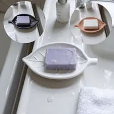 Saboneteira De Pia Formato Folha Porta Sabonete Banheiro Lavabo Decorativo Clean Drenável Não acumula Água