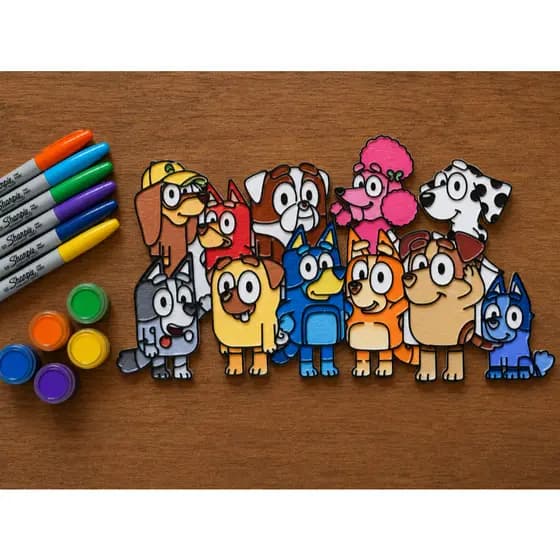 Kit Bluey 3D Para Colorir Pintar Infantil Lembrancinha Festa