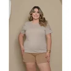KS64032 BLUSA FEMININA LISA PLUS SIZE MANGA BORDADA COLEÇÃO NOVA
