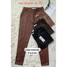 KB55360 CALÇA FEMININA DE COURO RESINADA FLANELADA LANÇAMENTO