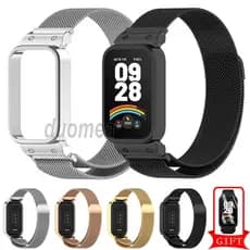Alça De Metal Com Capa , Acessórios De Pulseira De Aço Inoxidável Para Xiaomi Smart Band 9 8 Active / Redmi Smart Band 2