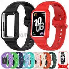 Pulseira De Silicone Com Moldura Caso Acessórios Para Huawei Band 10 9 8  / Galaxy Fit 3