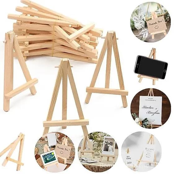 10 Pçs 5 Polegada Mini Cavalete De Exibição De Madeira Artista Triângulo Cartões Suporte Pequeno De Mesa Pintura Tripé H