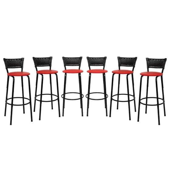 Banquetas Alta Bistrô Bancos Bancada Cozinha Americana Bar Balcão Direto da Fabrica Kit 6