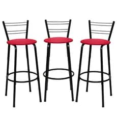 Conjunto Com 3 Cadeiras Banquetas Bancos Gourmet Bistrô Americana Bancada Bar - Premium
