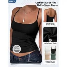 Blusa Regata Feminina Suplex Alça Fina Cropped Tube Básica Alcinha