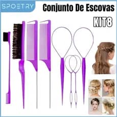 8Pcs Conjunto De Escovas De Cabelo Com Trança Francesa Pentes De Rabo De Rato Itens Essenciais Para Viagem