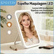 LED Espelhos De Maquiagem Inteligente toque Com Led De Brilho Ajustável Portátil Espelho de Alta Definição