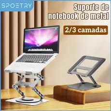 SPOETRY Suporte de notebook de metal dobrável de 3 camadas Suporte de notebook portátil Suporte de tablet ajustável