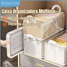 Kit 2/4/6 Caixa Organizadora Multiuso Guarda Roupa Closet Armário Roupas Dobrável Empilhável Kit 2/4/6