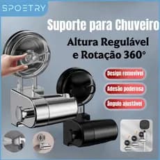 Kit Suporte para Box de Banheiro - Ventosa Forte para Vidro e Azulejo, Altura Regulável e Rotação 360°