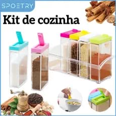 [B] Kit 6 Caixa de aromas Sal Caixa de aromas de cozinha de pimenta Pacote de arroz de arroz Artigos de cozinha 6 Potes
