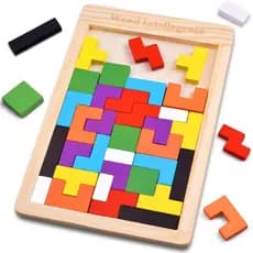 Tetris Quebra-Cabeça 3D Tangram de Madeira MDF | Brinquedo Educativo Montessori | Jogos Infantis Pedagógicos