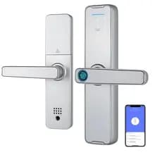 Fechadura Digital Wifi Tuya Prova D Agua Prata Voz Português Prateado