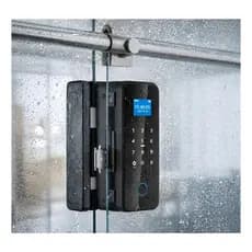 Fechadura Digital Porta Vidro A Prova D'agua Biometria Preto