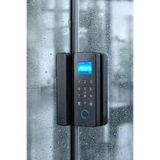 Fechadura Digital Porta Vidro A Prova D'agua Biometria App Preto Vidro Com Vidro