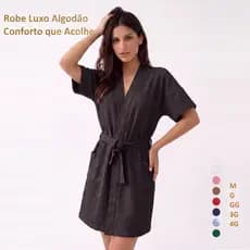 Robe Luxo Feminino Tecido Algodão Maciez e Conforto em Casa, Pós Banho Hotel, Viagens, Pousadas