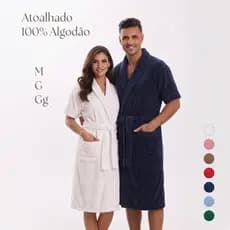 Roupão De Banho Premium Atoalhado 100% Algodão M, G, GG Premium Adulto Unissex Macio Confortável Banheiro Piscina