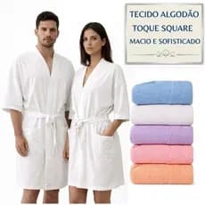 Roupão de Banho Algodão Premium Toque Square M, G e GG Luxo Adulto Unissex Macio Conforto e Absorção Máxima Super Luxo