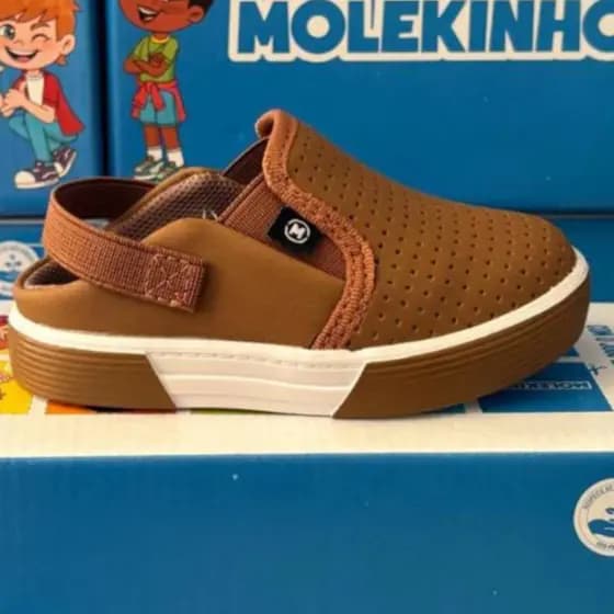 Mule Infantil Molekinho Menino Bege e Areia 2136.6454  Fácil de Calçar e Super Confortável