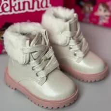 Botinha Infantil Menina Molekinha Original 2126.524 Coturno Cano Curto Pelinho Macia Moda Infantil