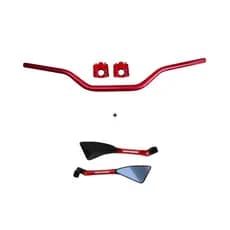 Kit guidão fat bar baixo + Retrovisor 3 pontas universal + cordão chaveiro