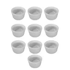 Jogo Ramequim 10 Unidades Cerâmica Preparos Cozinha Petiscos Branco Canelado Molheira Jantar
