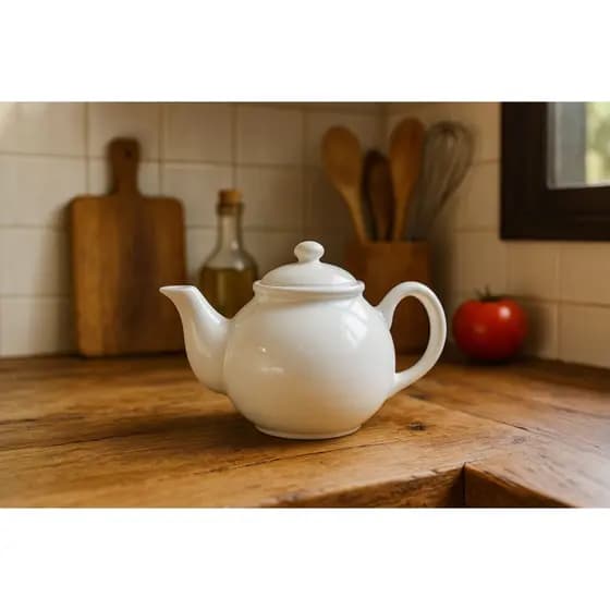 Bule Cerâmica Branco Liso Servir Chá  Café Tampa Resistente Cozinha Elegante Decoração Organização