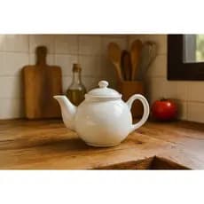 Bule Cerâmica Branco Liso Servir Chá  Café Tampa Resistente Cozinha Elegante Decoração Organização