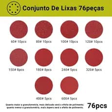 Kit 76pcs Lixas Velcro 8 Furos 125mm 5 Pol Parede Lixadeira Roto Orbital Grão DESOON