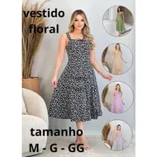 Vestido Feminino Mídi Romântico Casual Estampa Floral Fenda lateral Laço no Busto Confortavel Tendencia Moda 2026