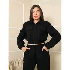 Conjunto feminino Veludo Cotelê cintura alta Premium Estilo e Confort para o Inverno Cropped + Calça