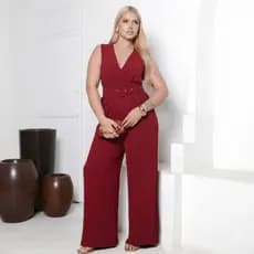 Macacão Longo Feminino Plus Size Com Cinto – Elegância, Conforto e Caimento Perfeito