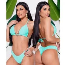 Biquini Cortininha Conjunto Calcinha Levanta Empina Bumbum Asa Delta Fio Dental Anarruga Moda Verão Carnaval