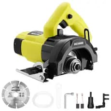 Serra Mármore Profissional kit1400W 4.3/8 Pol Serra Marmore Cortador Elétrico 14000RPM Corte Ajustável Máxima Profundide