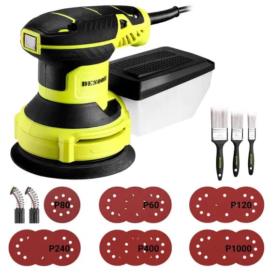 Lixadeira Roto Orbital Professional 6 Velocidades 350w 13000rpm 125mm Elétrica Com Fio Aleatória Compacta De Mão