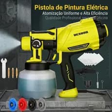 Pistola De Pintura 1600W Profissional Elétrica Pulverizadora 1200ML 4 Bicos 3 Regulações Desoon