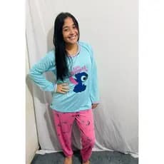 Pijama longo adulto HK estampa do Stitch