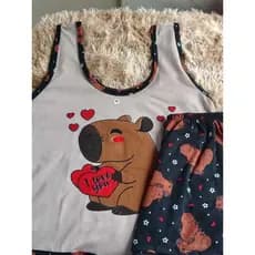 Babydool regata adulto Hk capivara cor chocolate short preto