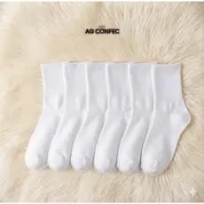 Kit 24 Pares Meias Cano Alto Longo Unissex Masculina Feminina Macia BRANCA Respirável