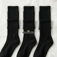 Kit 24 Pares De Meias Cano Alto Longo LISA COR PRETA Algodão Masculino Feminina Unissex