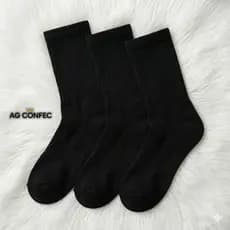 Kit 24 Pares Meias Cano Alto Longo Masculina e Feminina Macia Branca Respirável Unissex Branco/Preto