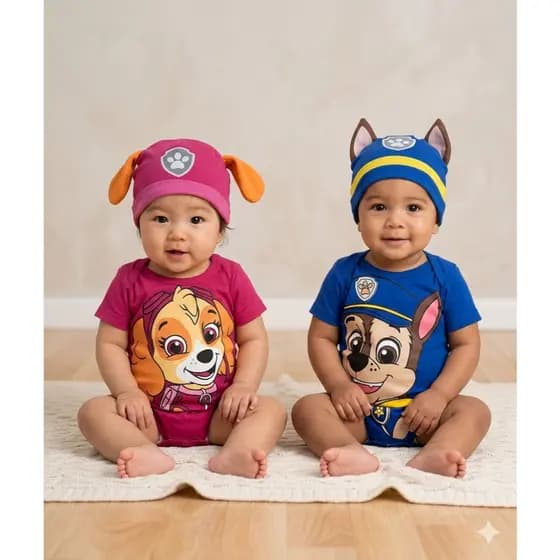 Body Bebê Temático Mêsversario Da Patrulha Canina - Manga Curta 100% Algodão
