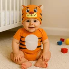 Body Bebê Infantil Menino Mêsversário/ Fantasia Animal Tigre/ Super Confortável 100% Algodão P,M,G