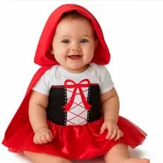 Body Bebê Menina Fantasia Mesversario Chapeuzinho + Capa