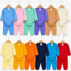 Kit 6 Peças Conjunto Suedine 3 Bodys + 3 Calças Infantil para Bebe Menino e Menina  Para o Inverno