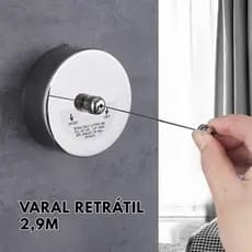 Varal Retratil Aco Inox Parede Recolhivel Resistente 2,9 Metros Roupas Toalhas Envio Imediato
