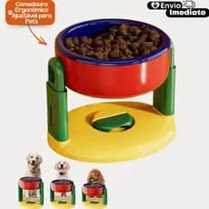 Comedouro Ergonômico Ajustável para Pets | Altura Regulável & Antiderrapante