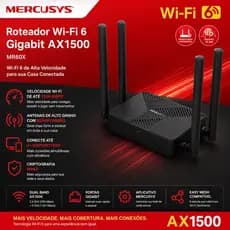 Roteador WiFi 6 Mercusys MR60X AX1500 Mesh Access Point 2,4/5GHz Portas Gigabit rapido streamer